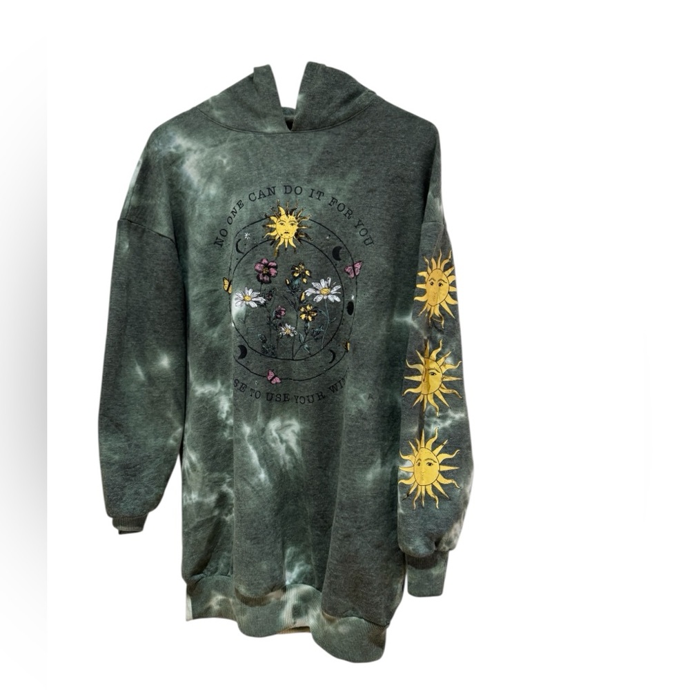 No Boundaries Tie-Dye Sun and Floral Hoodie Sweater